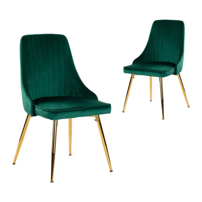 Grey Rectangular Dining Table with 4x Green Velvet Chairs - Mekamart Australia