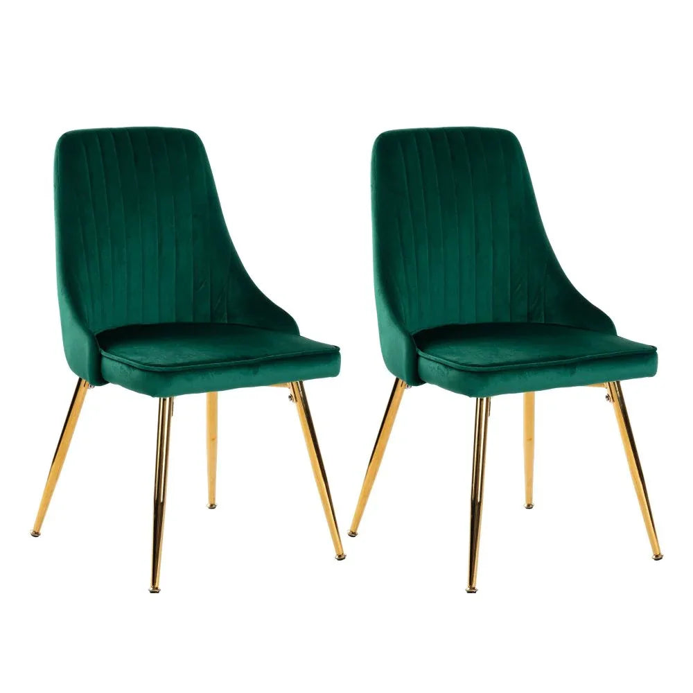Grey Rectangular Dining Table with 4x Green Velvet Chairs - Mekamart Australia