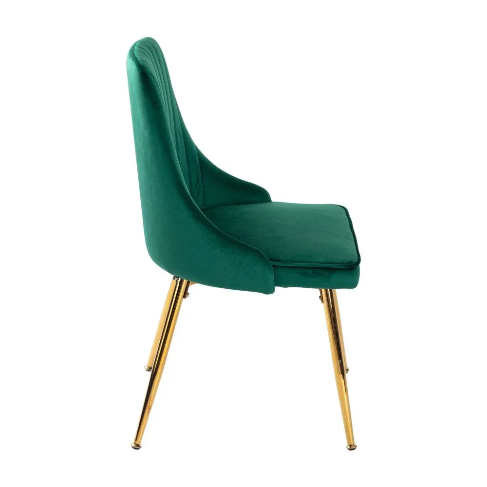 Grey Rectangular Dining Table with 4x Green Velvet Chairs - Mekamart Australia