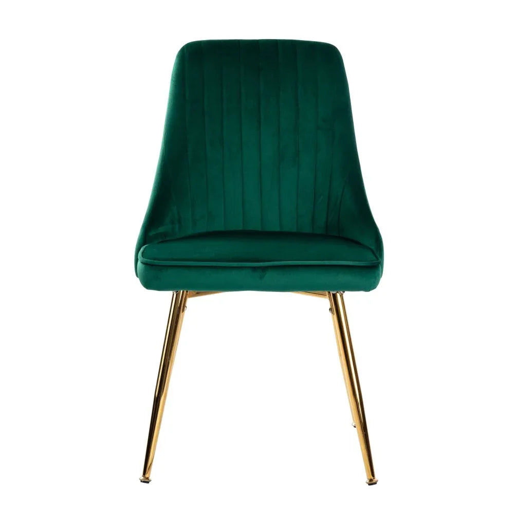 Grey Rectangular Dining Table with 4x Green Velvet Chairs - Mekamart Australia