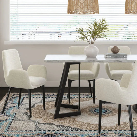 Rectangular Marble-Effect Table - Mekamart Australia
