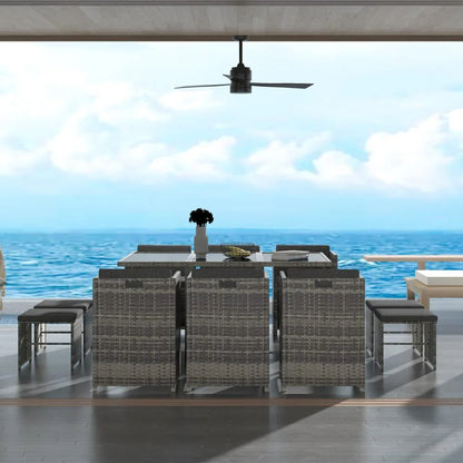 Bali 11 Piece Outdoor Dining Set-Grey - Mekamart Australia