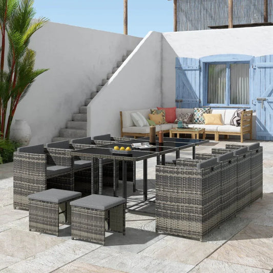 Bali 13PC Outdoor Dining Set-Grey - Mekamart Australia