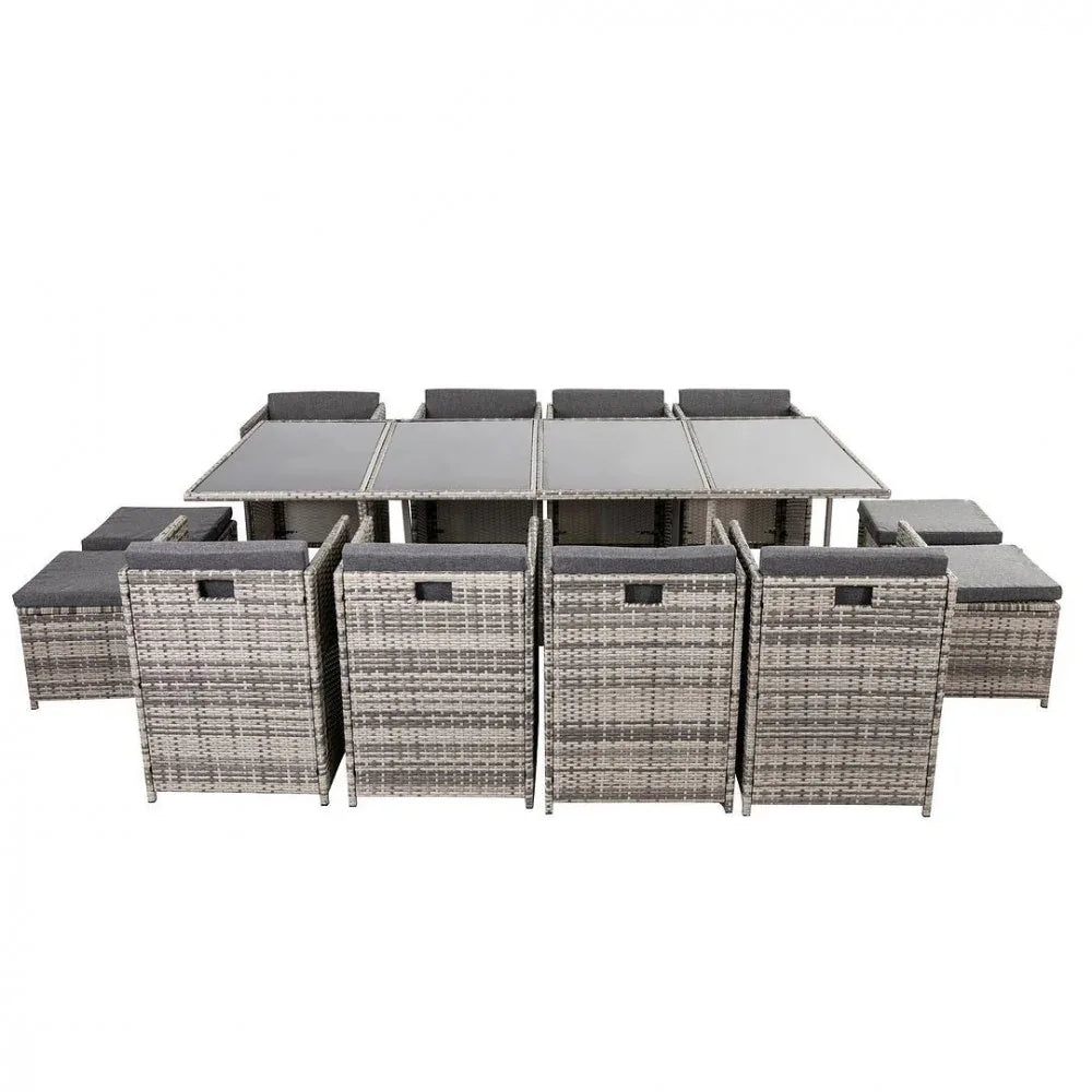 Bali 13PC Outdoor Dining Set-Grey - Mekamart Australia