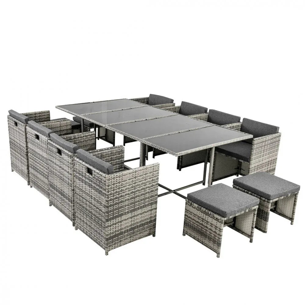 Bali 13PC Outdoor Dining Set-Grey - Mekamart Australia