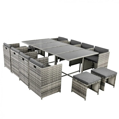 Bali 13PC Outdoor Dining Set-Grey - Mekamart Australia
