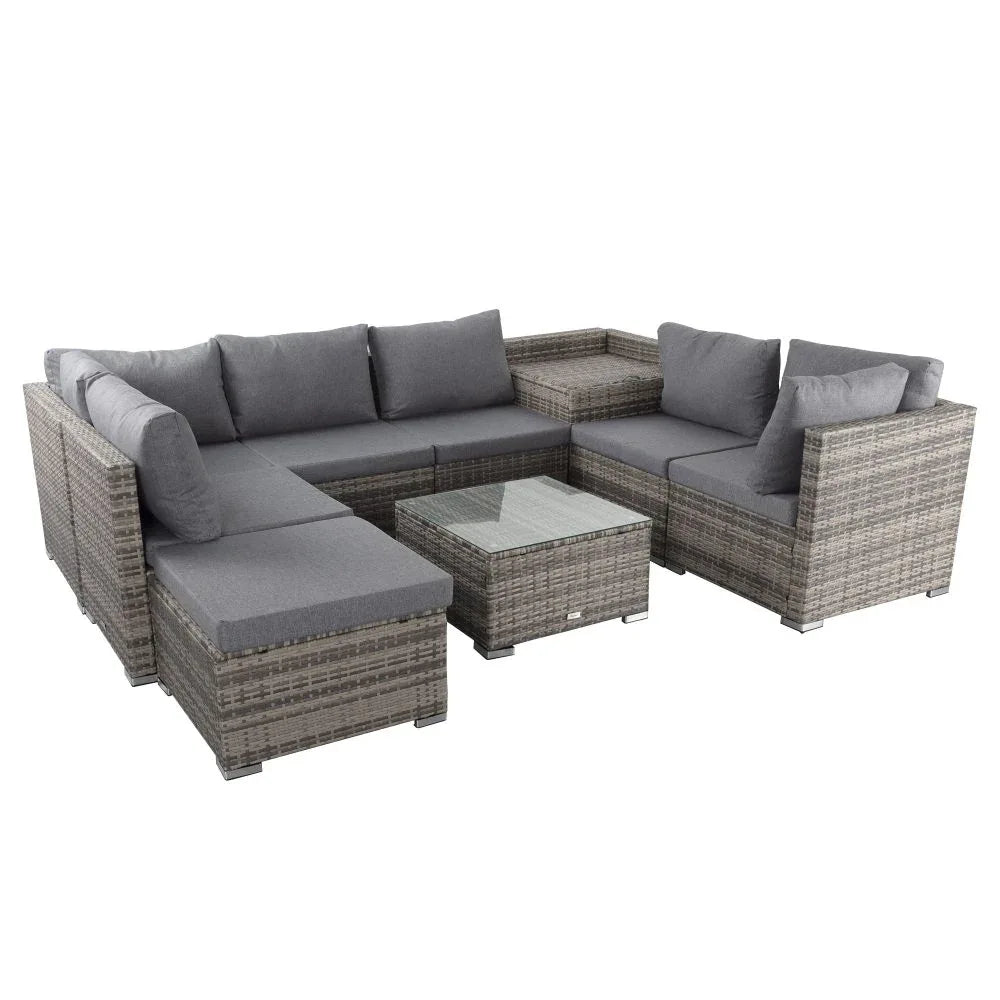Large Modular Outdoor Ottoman Lounge Set in Grey - Mekamart Australia