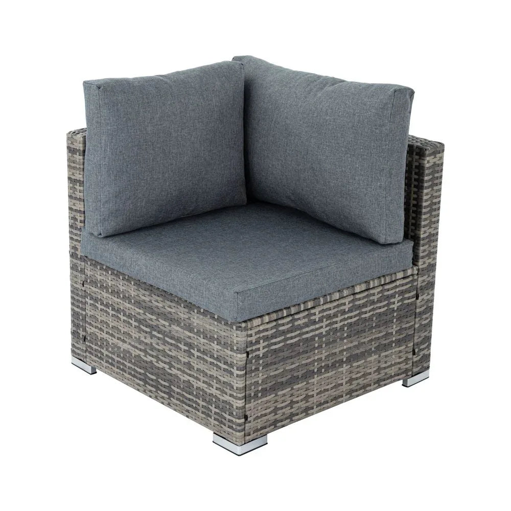 Large Modular Outdoor Ottoman Lounge Set in Grey - Mekamart Australia