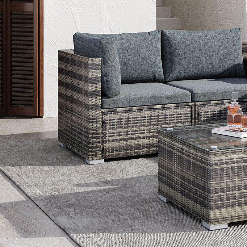 8PCS Outdoor Furniture Modular Lounge Sofa Lizard-Grey - Mekamart Australia