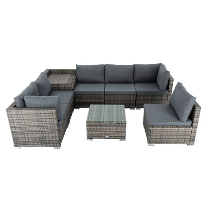 8PCS Outdoor Furniture Modular Lounge Sofa Lizard-Grey - Mekamart Australia