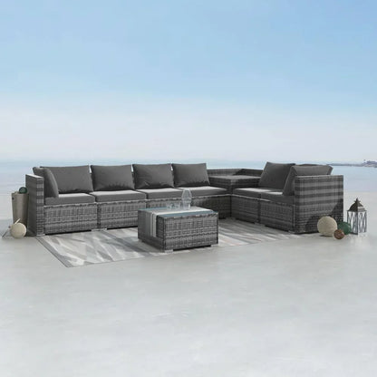 8PCS Outdoor Furniture Modular Lounge Sofa Lizard-Grey - Mekamart Australia