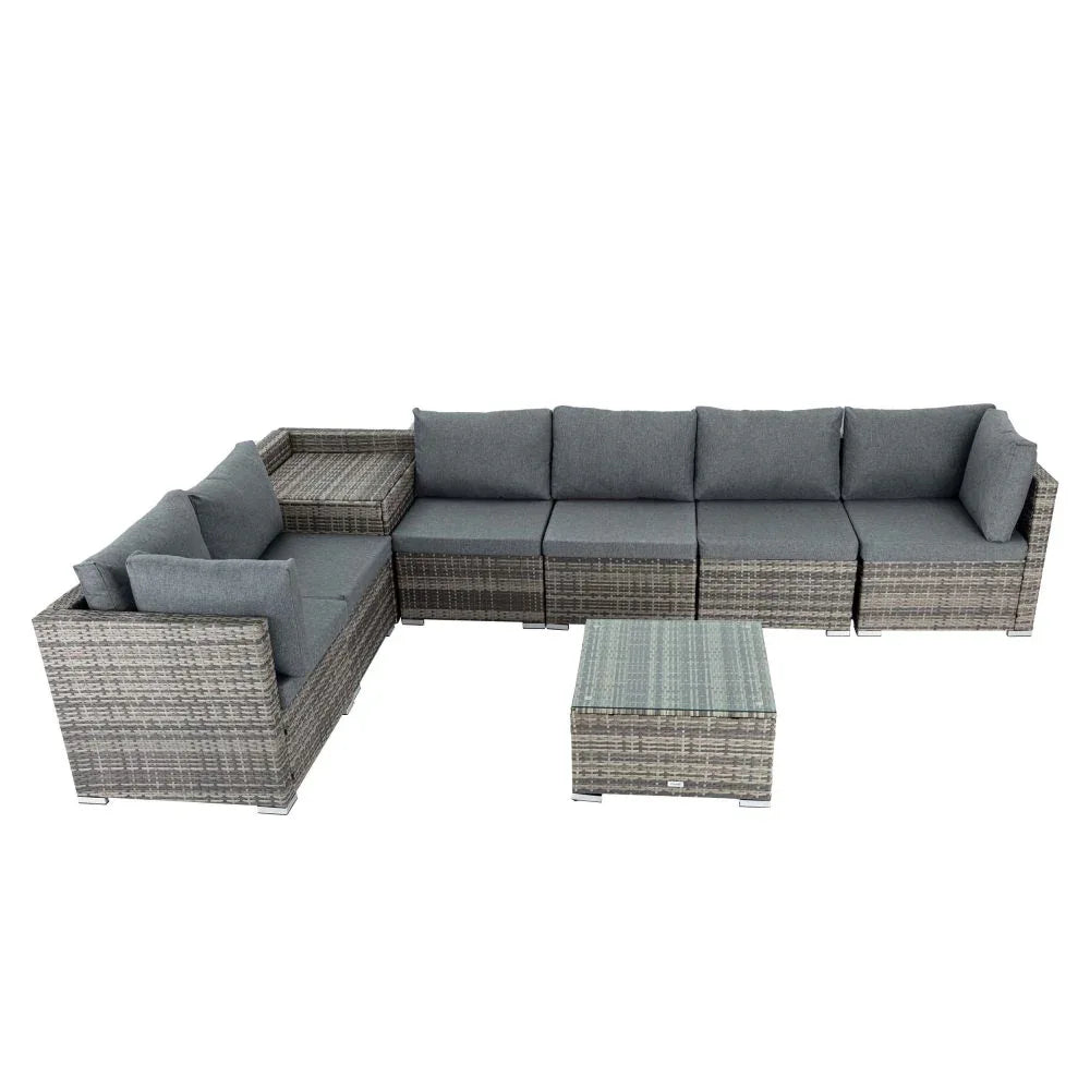 8PCS Outdoor Furniture Modular Lounge Sofa Lizard-Grey - Mekamart Australia