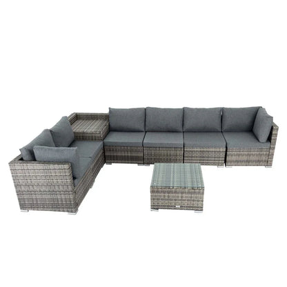 8PCS Outdoor Furniture Modular Lounge Sofa Lizard-Grey - Mekamart Australia