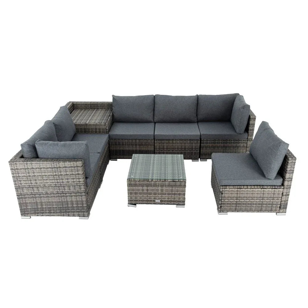 8PCS Outdoor Furniture Modular Lounge Sofa Lizard-Grey - Mekamart Australia