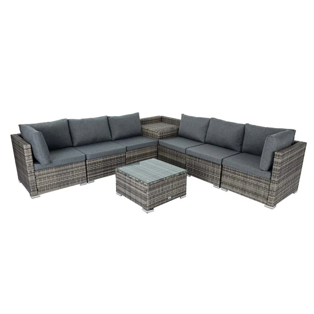 8PCS Outdoor Furniture Modular Lounge Sofa Lizard-Grey - Mekamart Australia