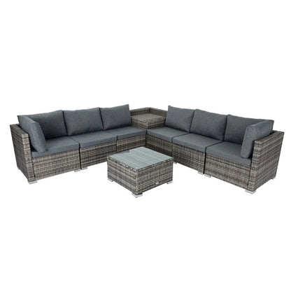 8PCS Outdoor Furniture Modular Lounge Sofa Lizard-Grey - Mekamart Australia