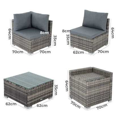 8PCS Outdoor Furniture Modular Lounge Sofa Lizard-Grey - Mekamart Australia