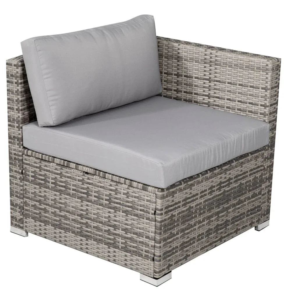 8PC Outdoor Dining Set Wicker Table &amp; Chairs-Grey - Mekamart Australia