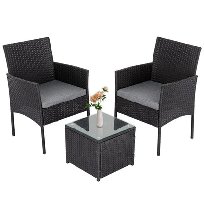 3PC Outdoor Table and Chairs Set-Black - Mekamart Australia