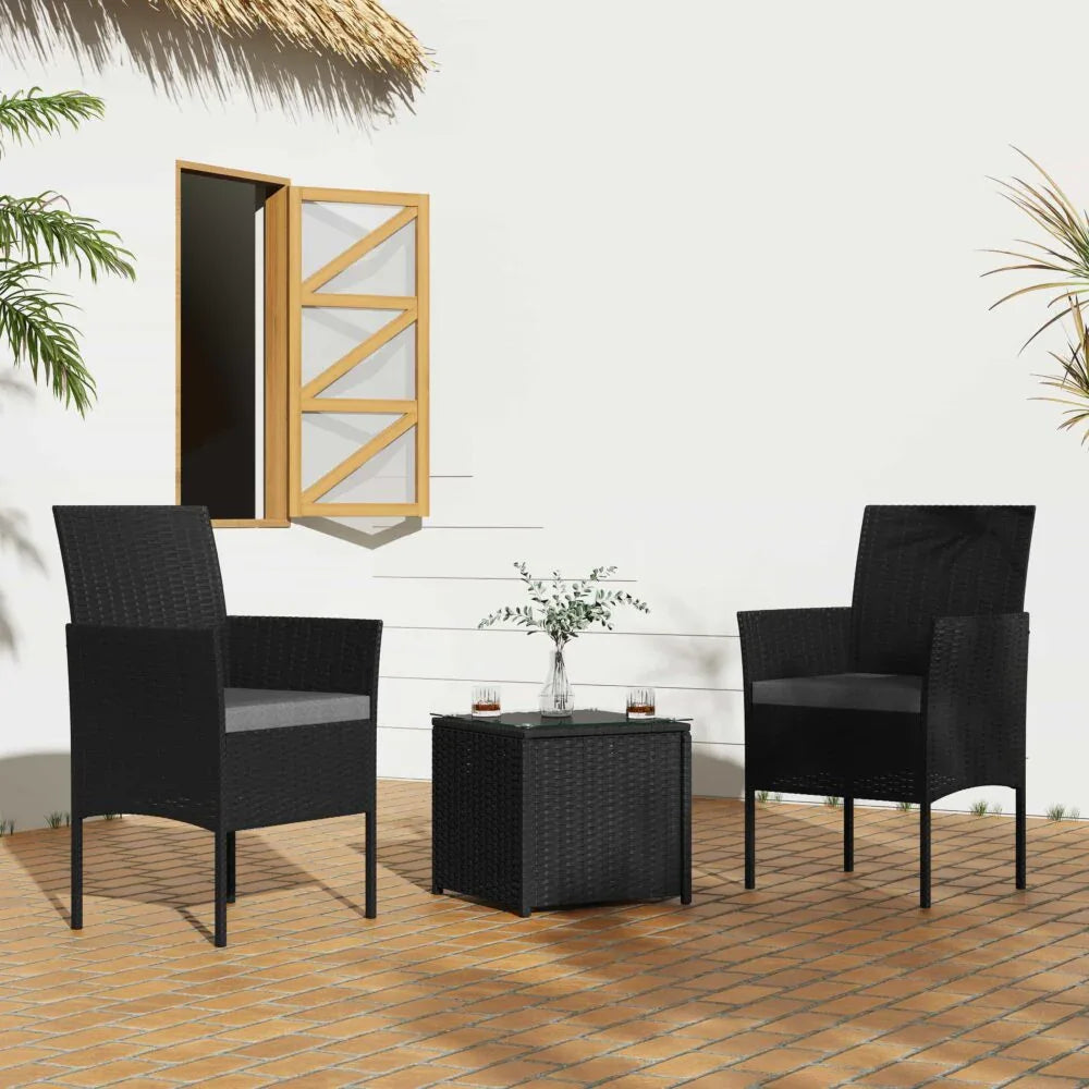 3PC Outdoor Table and Chairs Set-Black - Mekamart Australia
