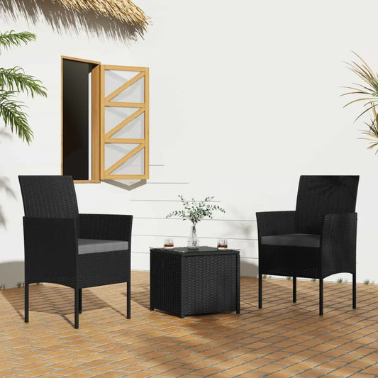 3PC Outdoor Table and Chairs Set-Black - Mekamart Australia