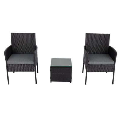 3PC Outdoor Table and Chairs Set-Black - Mekamart Australia