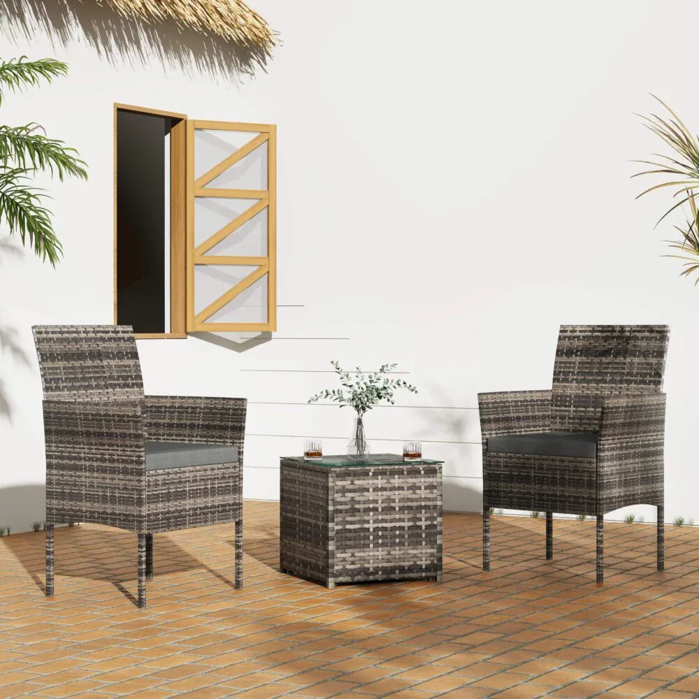 2 Seater PE Rattan Outdoor Furniture Chat Set- Mixed Grey - Mekamart Australia