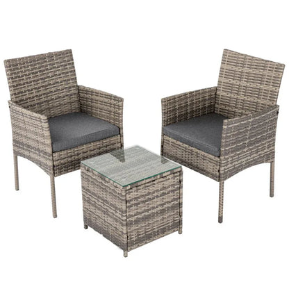 2 Seater PE Rattan Outdoor Furniture Chat Set- Mixed Grey - Mekamart Australia