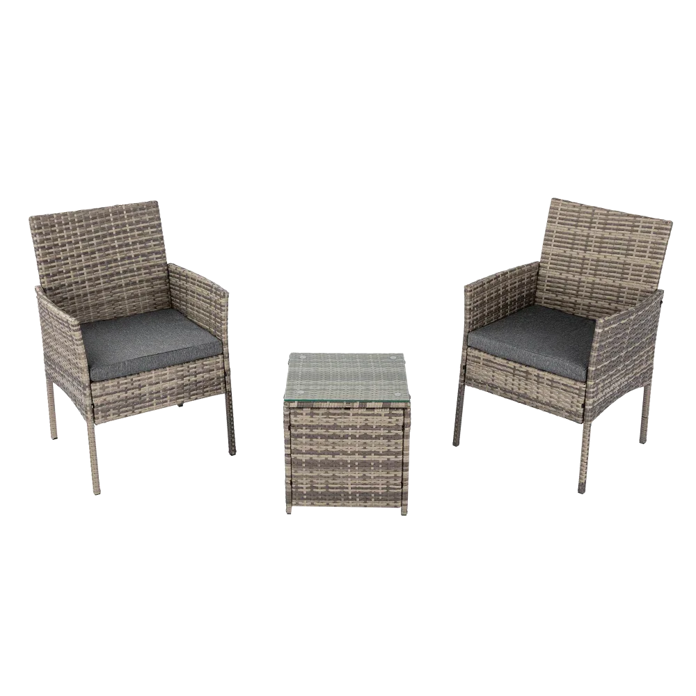 2 Seater PE Rattan Outdoor Furniture Chat Set- Mixed Grey - Mekamart Australia