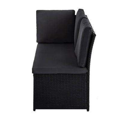 Ella 8-Seater Modular Outdoor Garden Lounge and Dining Set with Table and Stools in Black - Mekamart Australia