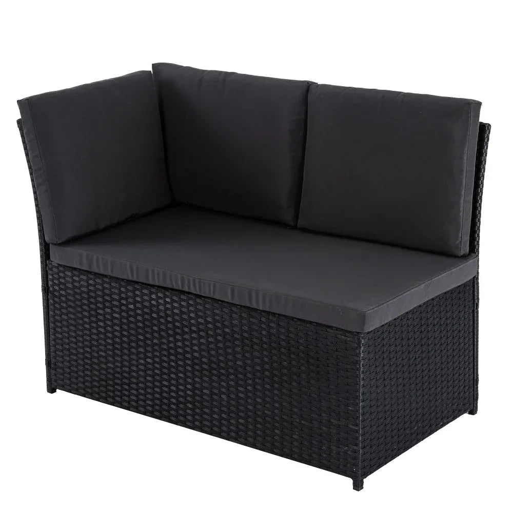 Ella 8-Seater Modular Outdoor Garden Lounge and Dining Set with Table and Stools in Black - Mekamart Australia