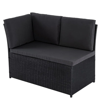 Ella 8-Seater Modular Outdoor Garden Lounge and Dining Set with Table and Stools in Black - Mekamart Australia