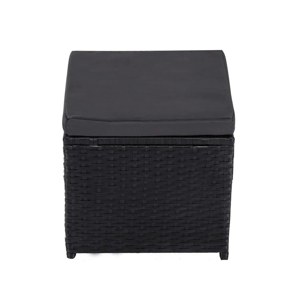 Ella 8-Seater Modular Outdoor Garden Lounge and Dining Set with Table and Stools in Black - Mekamart Australia