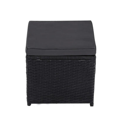 Ella 8-Seater Modular Outdoor Garden Lounge and Dining Set with Table and Stools in Black - Mekamart Australia