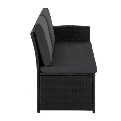 Ella 8-Seater Modular Outdoor Garden Lounge and Dining Set with Table and Stools in Black - Mekamart Australia
