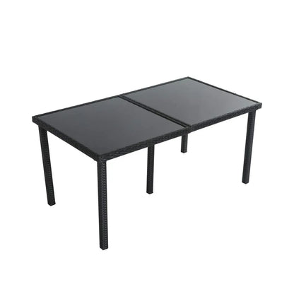 Outdoor Minimalist Black Wicker 6-Seater Dining Set - Mekamart Australia