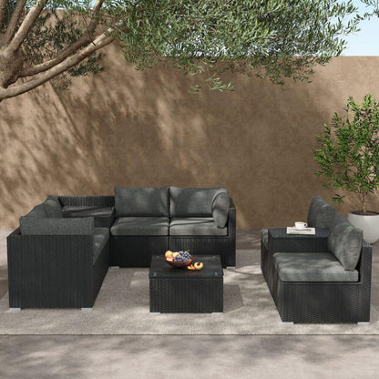 Modular Outdoor Lounge Set-9pcs Sofa, Armchairs and Coffee Table - Mekamart Australia