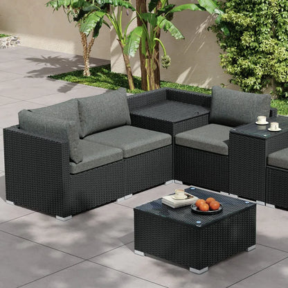 Modular Outdoor Lounge Set-9pcs Sofa, Armchairs and Coffee Table - Mekamart Australia