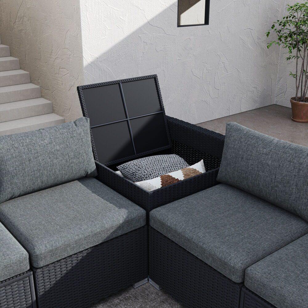 Modular Outdoor Lounge Set-9pcs Sofa, Armchairs and Coffee Table - Mekamart Australia