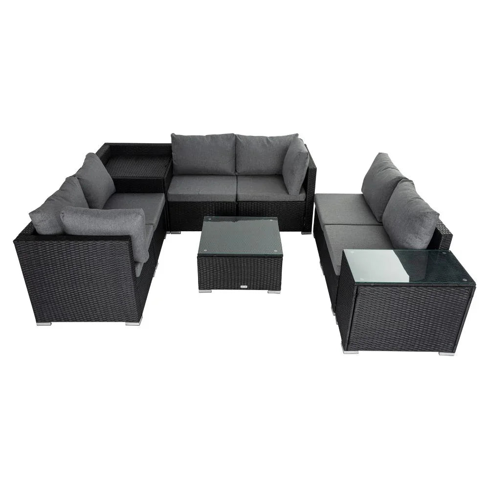 Modular Outdoor Lounge Set-9pcs Sofa, Armchairs and Coffee Table - Mekamart Australia