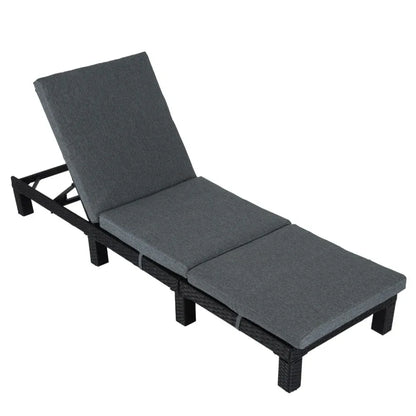 Black Rattan Sunbed with Adjustable Recline - Mekamart Australia