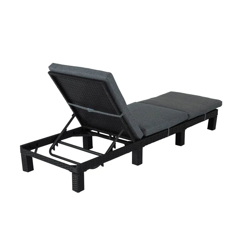 Black Rattan Sunbed with Adjustable Recline - Mekamart Australia