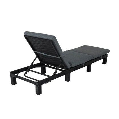 Black Rattan Sunbed with Adjustable Recline - Mekamart Australia