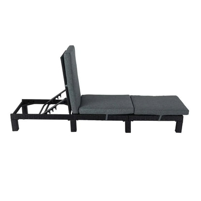 Black Rattan Sunbed with Adjustable Recline - Mekamart Australia