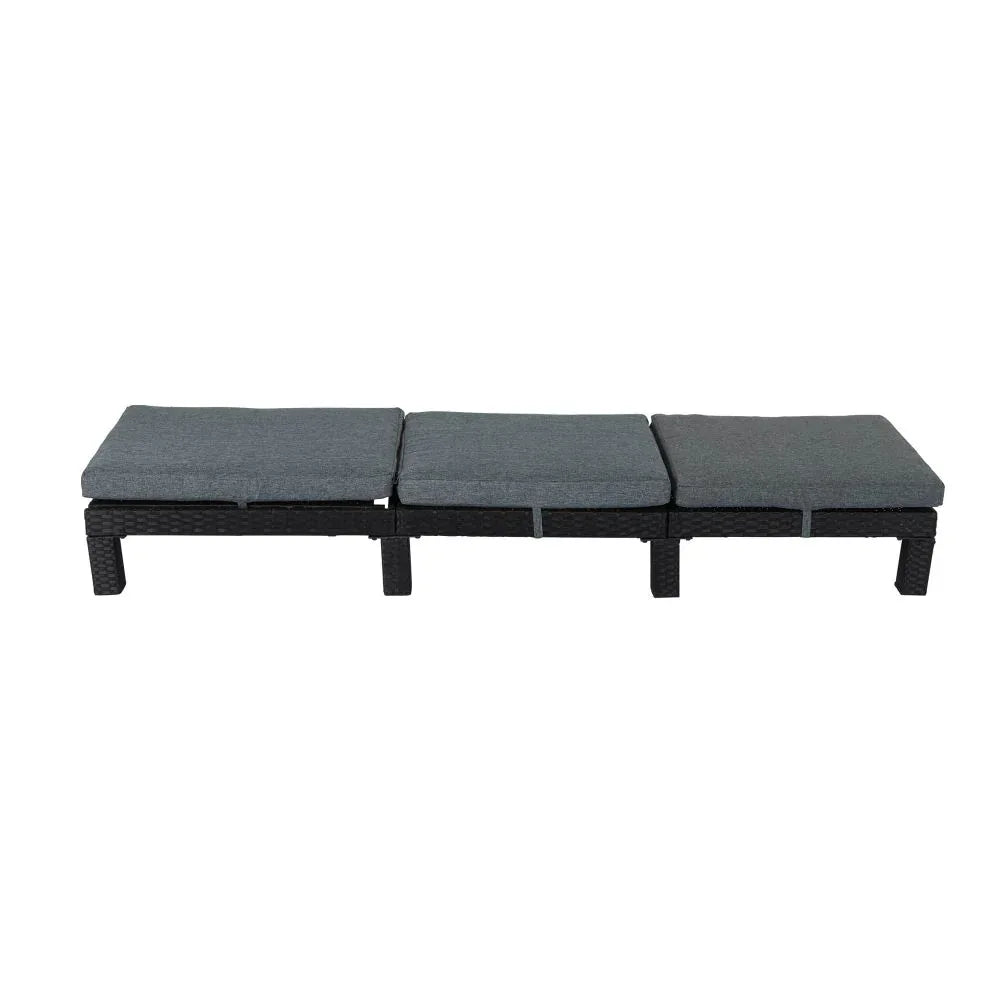 Black Rattan Sunbed with Adjustable Recline - Mekamart Australia