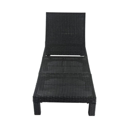 Black Rattan Sunbed with Adjustable Recline - Mekamart Australia