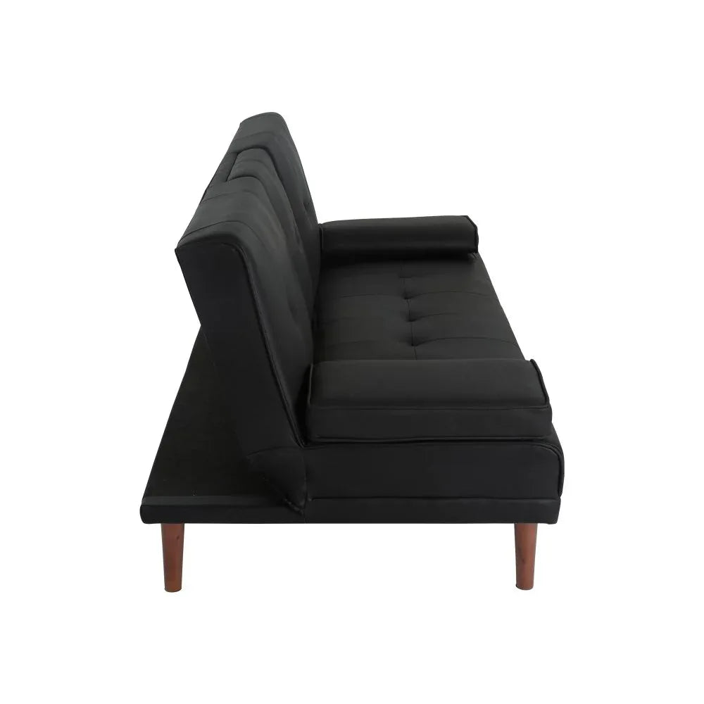 3 Seater Adjustable Sofa Bed With Cup Holder Black - Mekamart Australia
