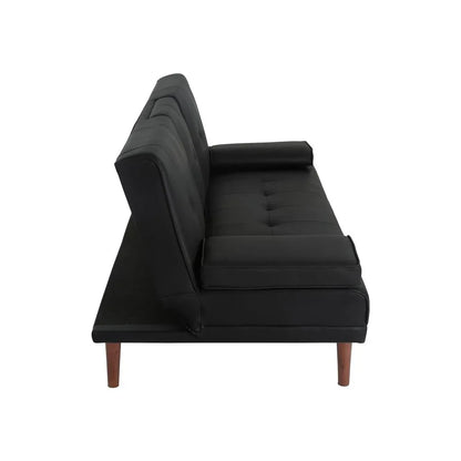 3 Seater Adjustable Sofa Bed With Cup Holder Black - Mekamart Australia