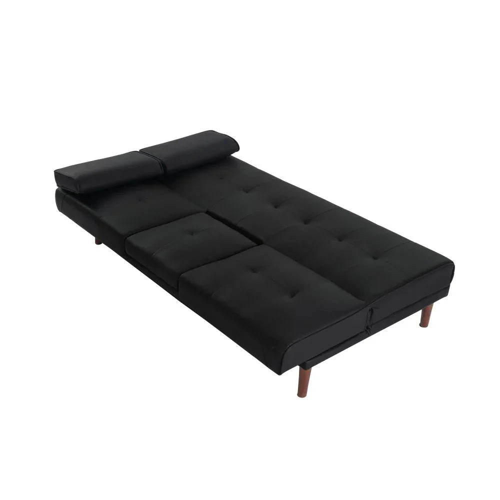 3 Seater Adjustable Sofa Bed With Cup Holder Black - Mekamart Australia