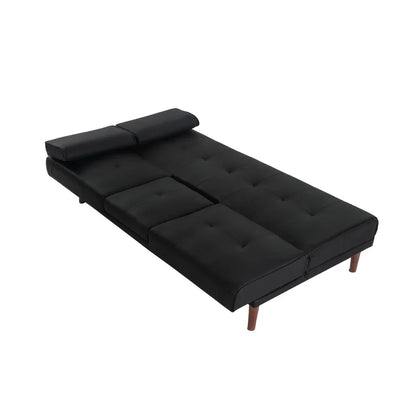3 Seater Adjustable Sofa Bed With Cup Holder Black - Mekamart Australia